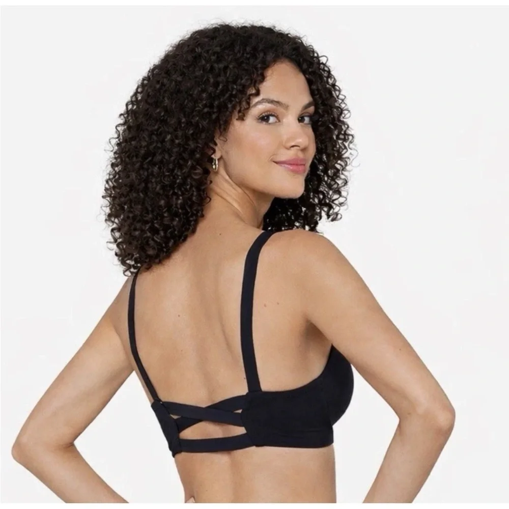 L Space Revolve Vera Bikini Top Black Women's Size Small Ribbed Texture